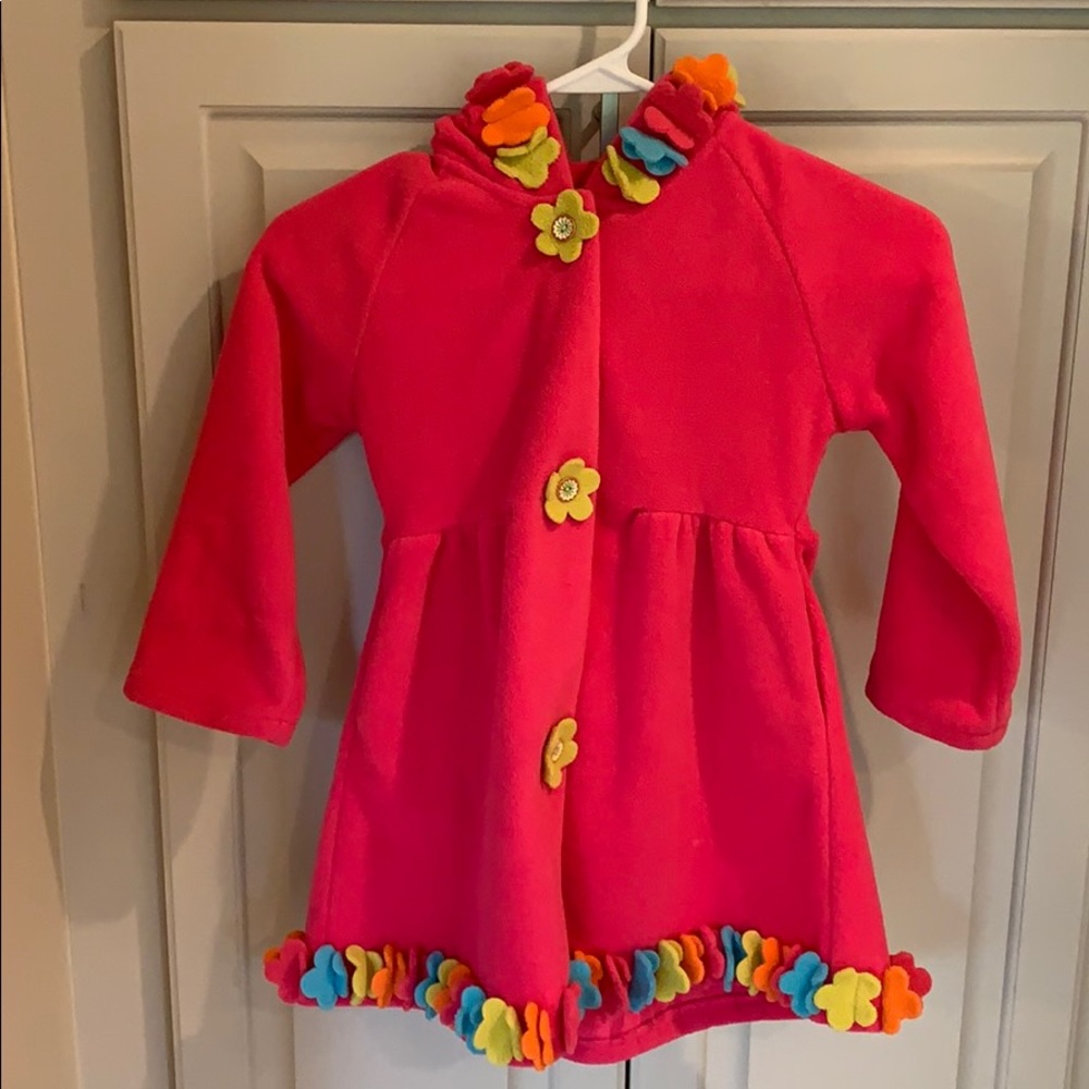 ADORABLE Girls fleece jacket with flower trim